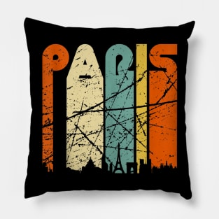 Paris City France Retro Vintage 70s Style Souvenir Pillow