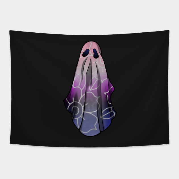 Genderfluid Pride Flowery Ghost Tapestry by saltuurn