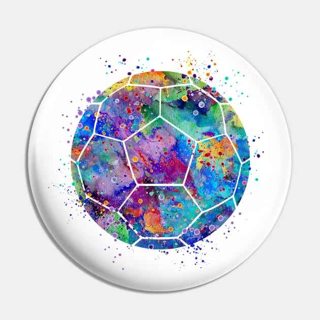 Soccer Ball Colorful Watercolor Pin by LotusGifts