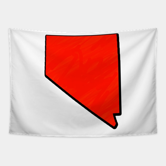 Bright Red Nevada Outline Tapestry by Mookle