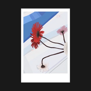 Red flowers in blue room, Red daisy flower, Polaroid cute flower T-Shirt