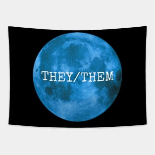 THEY THEM Pronouns Blue Moon Tapestry