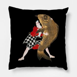 Vintage Japanese Style Samurai Warrior Carp Pillow