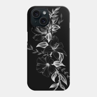 Lily Rose and Hibiscus Floral Tattoo Design Phone Case