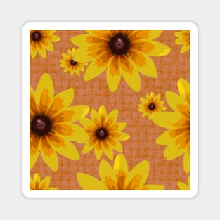 Blackeyed Susan on Burlap Orange Repeat 5748 Magnet