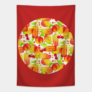 Summer Mango Pop on White Tapestry