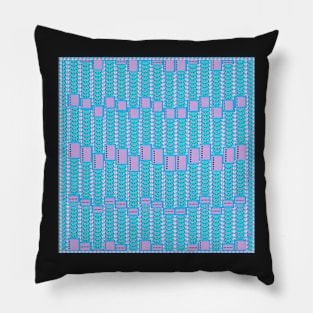 Pretty pink and blue pattern. Abstract geometric design in blue, pink and black with dots. Pillow