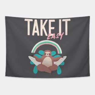 Take it easy Relax Lazy Sloth Tapestry