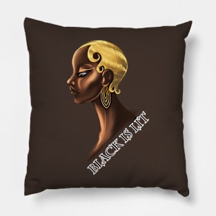 Black is Lit Beautiful Melanin Woman Pillow