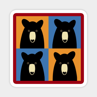 BLACK BEAR ON ORANGE AND BLUE Magnet