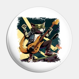 Cute Musician Rock Cat Kitty Playing Guitar - Funny Cats Pin