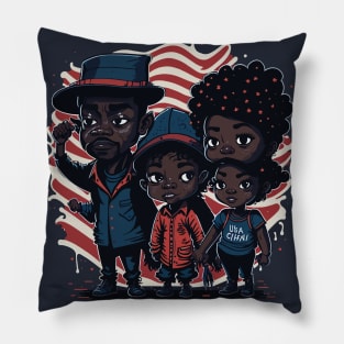 Patriotic American Family Pillow