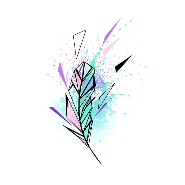 Polygonal Feather with Watercolor by Blackmoon9