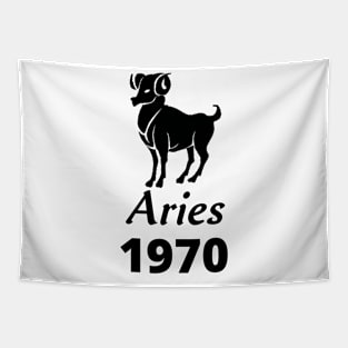 Black Aries Zodiac 1970 Tapestry