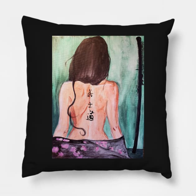 BUSHIDO (Samurai Girl) Pillow by Candace3811