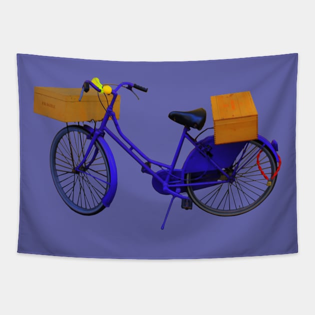 purple bicycle Tapestry by AHelene