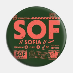 Vintage Sofia SOF Airport Code Travel Day Retro Travel Tag Bulgaria Pin