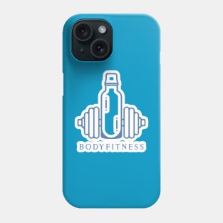 Gym Exercise Dumbbell with Water Bottle Sticker vector icon illustration. Gym fitness icon design concept. Dumbbell for training body muscles sticker design logo. Phone Case