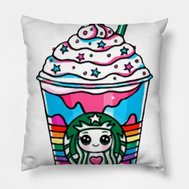 Unicorn Starbucks Sticker Pillow by Illume Stickers