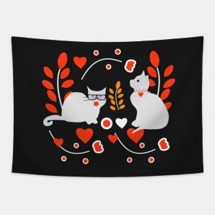 Valentines cat decor Tapestry