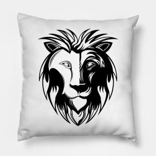 Illustrated black lion Pillow