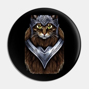 Viking Cat in Armour Pin