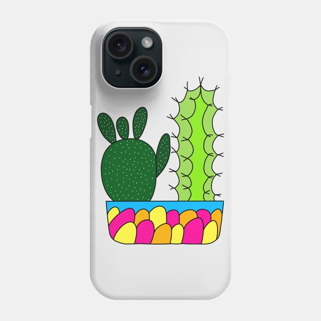 Cute Cactus Design #91: 2 Cacti Types In A Colorful Pot Phone Case by DreamCactus