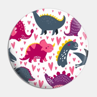 Fun Dinosaur Pattern Pink Back to School Pin