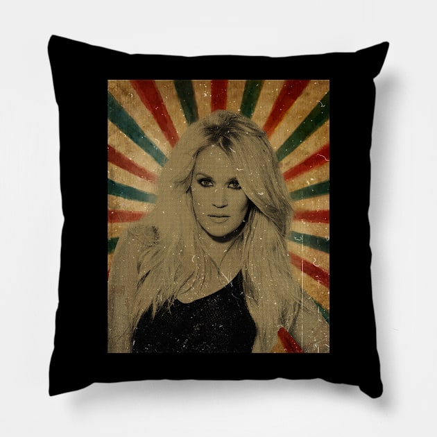 Carrie Underwood -  Photo Vintage Retro Look FanArt Pillow by Janji Joni