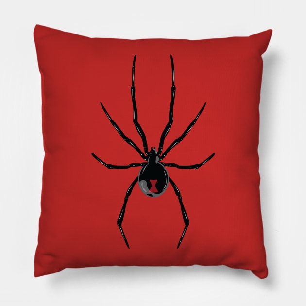 Black Widow Spider Pillow by Vector Deluxe