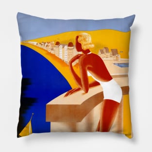 Vintage Travel Poster Belgium Westende Pillow