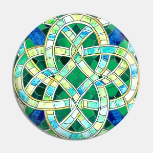 Green Celtic Knot Stone Mosaic Pin