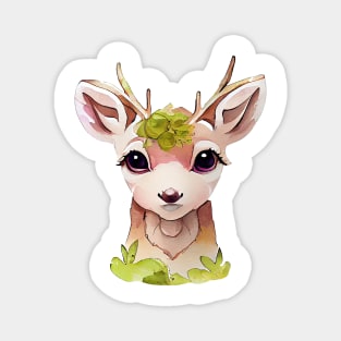 Cute Watercolor Deer Portrait Magnet