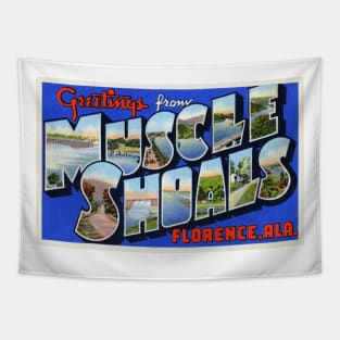 Greetings from Muscle Shoales (Florence) Alabama - Vintage Large Letter Postcard Tapestry