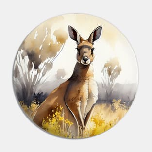 Watercolor Kangaroo: Delightful Australian Wildlife Art Pin