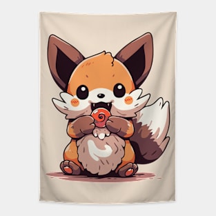 Fox eating a hard candy Tapestry