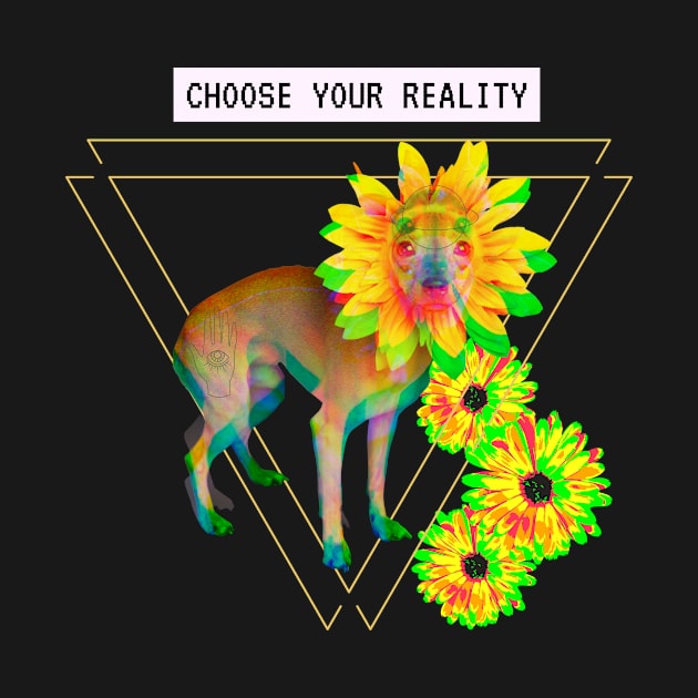 Chihuahua Reality Vaporwave Flower Techno Glitch by Maggini Art