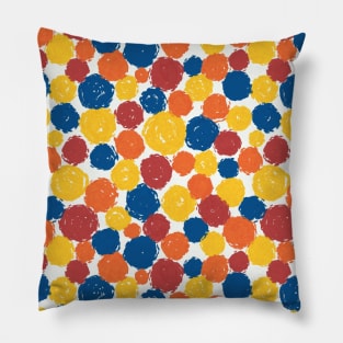 Painted Dots Blue Yellow Red Orange Pillow