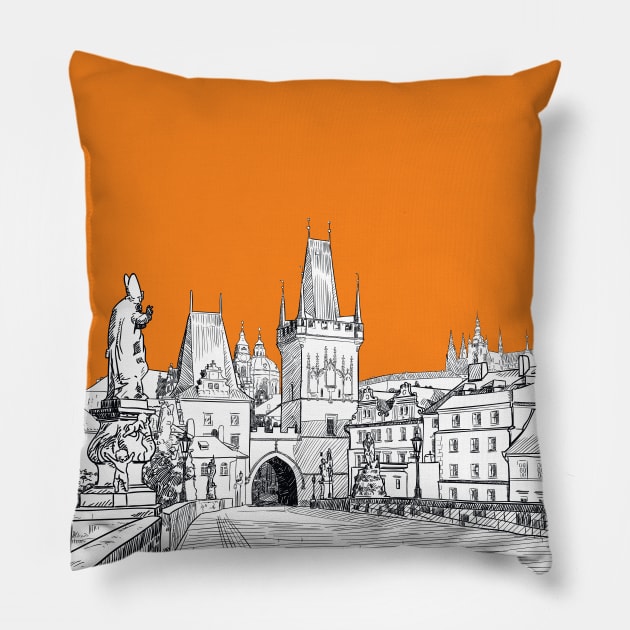 Charles Bridge in Prague Pillow by StefanAlfonso