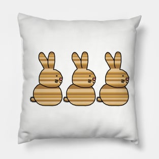 Three Easter Bunny Rabbits Earth Stripes Pillow