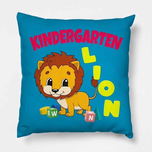 Kindergarten Lion Boys Gift Pillow by Foxxy Merch
