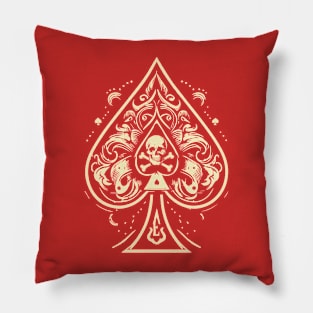 The Ace of Spades with a Skull & Crossbones Pillow