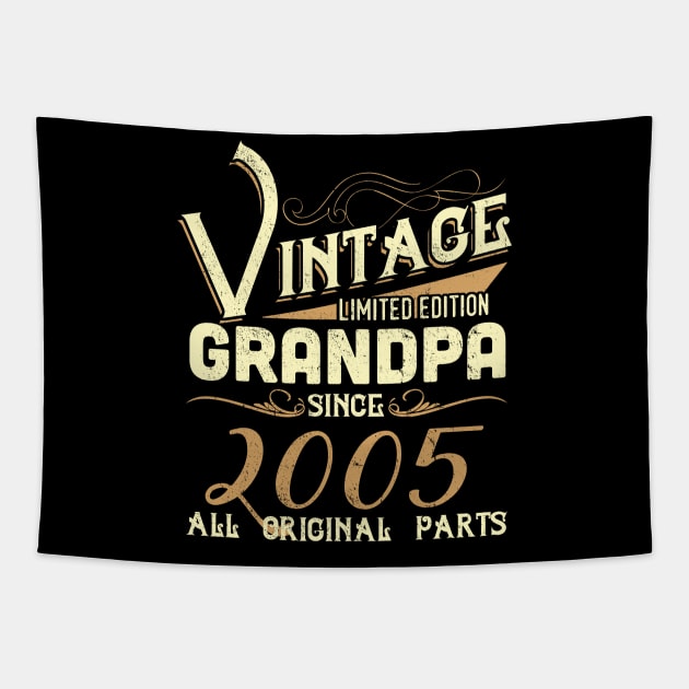 Vintage Grandpa Since 2005 Funny Man Myth Legend Daddy Tapestry by johnbbmerch