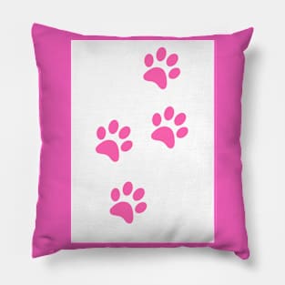 Pink Paw-prints on a white surface Pillow