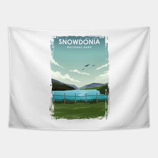 Snowdonia National Park Wales UK Travel Poster Tapestry