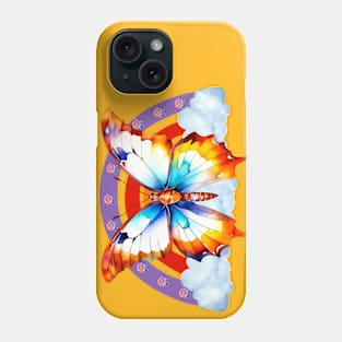 Beautifull Watercolor Butterfly With Rainbow Phone Case