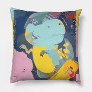 Skateboarding dino; funny dinosaur Pillow