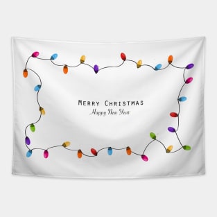 Colorful christmas frame light bulb Tapestry