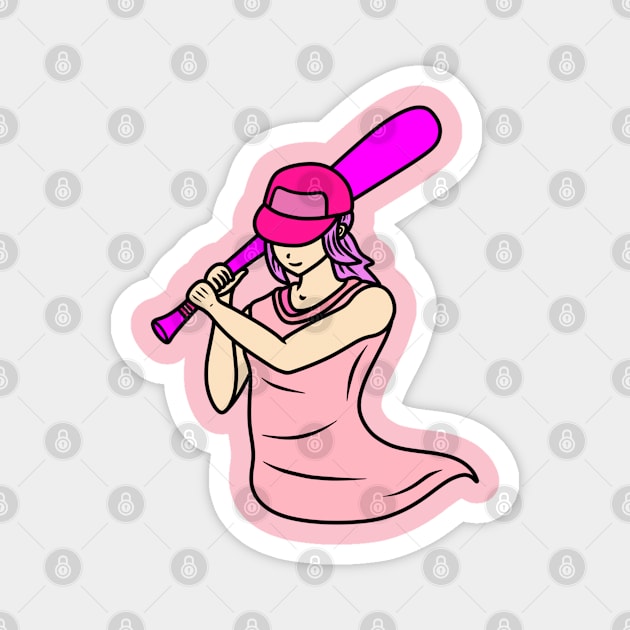 Beautiful baseball girl Magnet by Andrew Hau