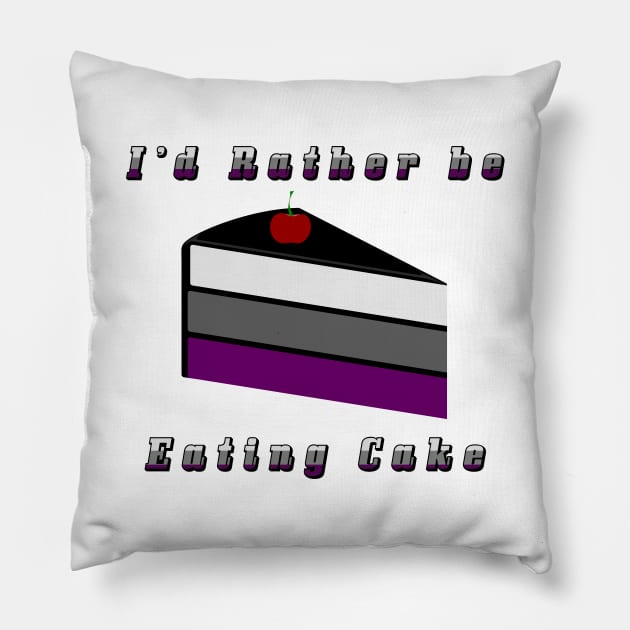 I'd Rather be Eating Cake Asexual Pride Flag Design Pillow by LiveLoudGraphics